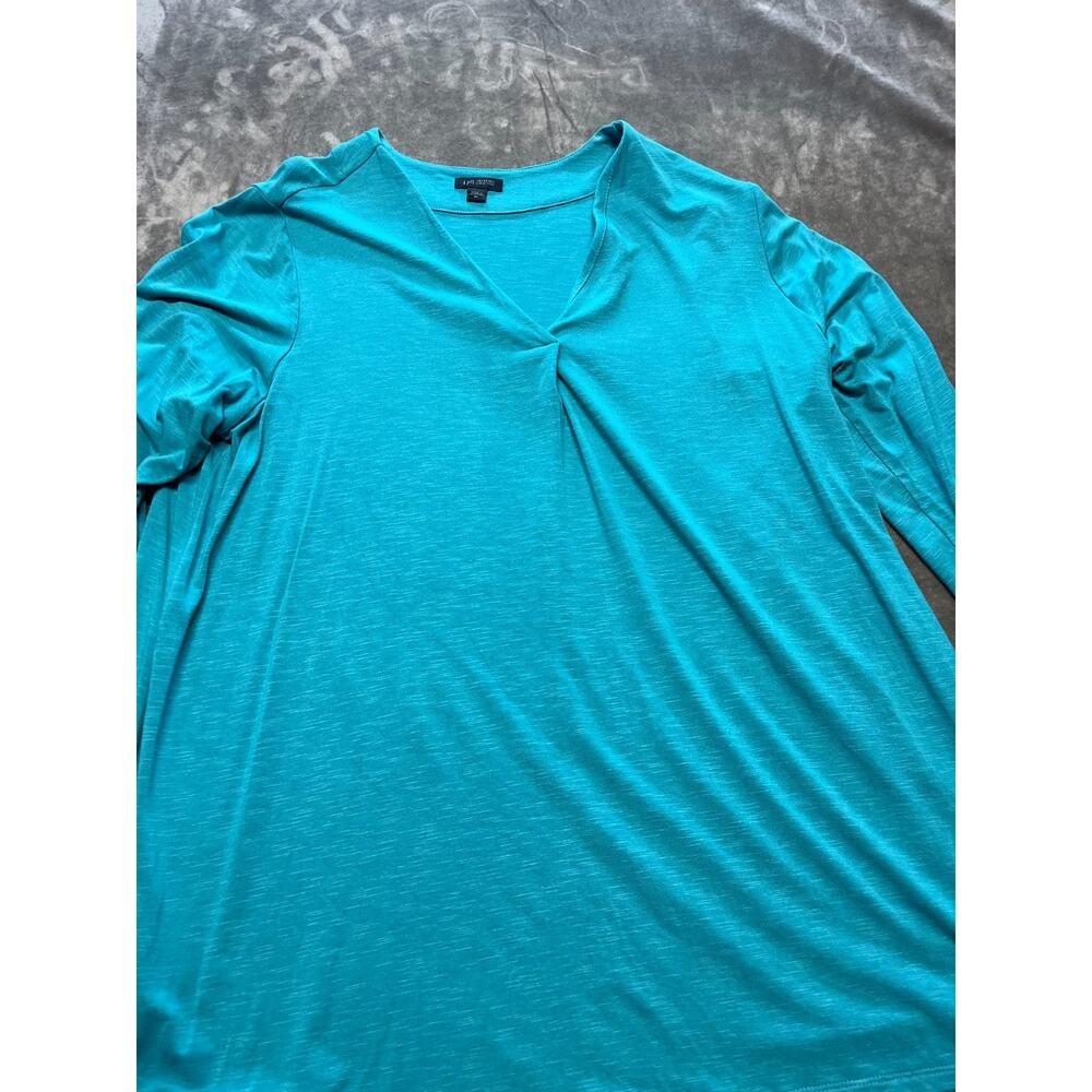 J Jill Womens Tee Shirt Pima 3/4 Sleeve V Neck Top Solid Blue Size XL